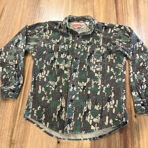 Vintage Winchester Shirt Mens Large Trebark Camouflage Camo Hunting 90s USA Made